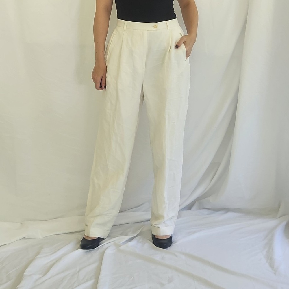 Vintage Ann Taylor Loft Ivory Linen and Rayon Blend Trousers